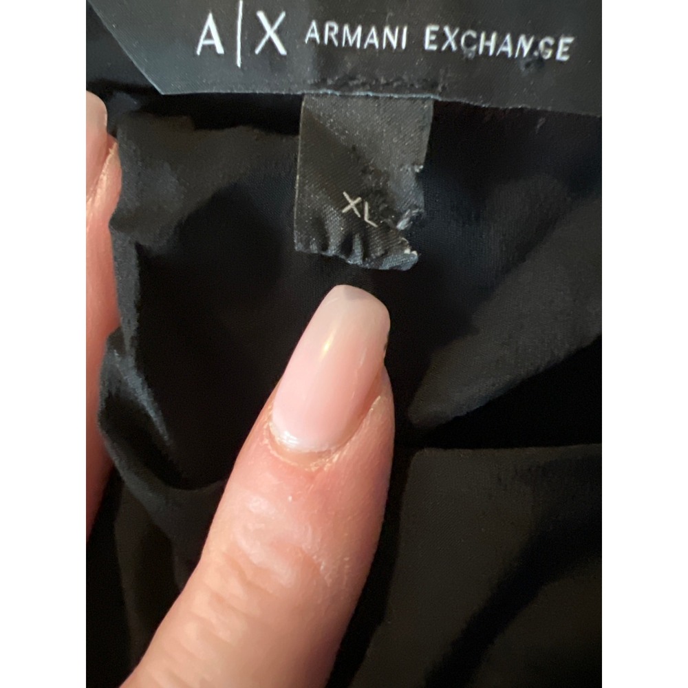 Armani Exchange‎ Black Viscose Bishop Sleeve Blouse Crew Neck 6DYH49 YN6UZ XL - Picture 2 of 6